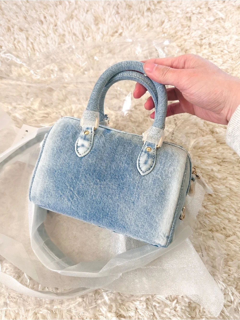 NWT🌈Coach Mini Rowan Crossbody Bag In Loved Denim With Key Charms CDY30 Vintage - Picture 7 of 9